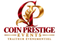 logo luxe coin prestige en or et bordeaux